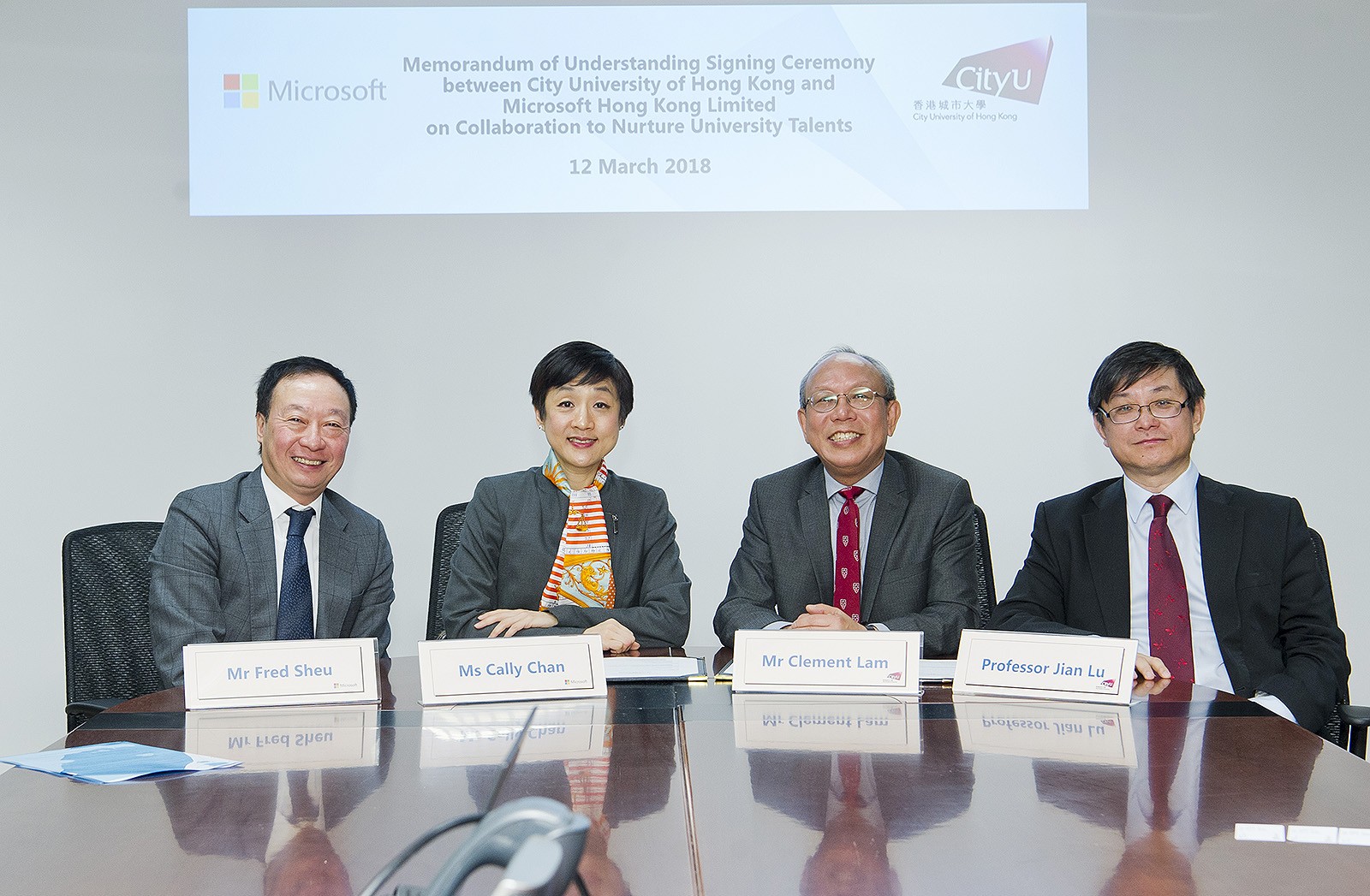 (From left) Mr Sheu, Ms Chan, Mr Lam and Professor Lu.