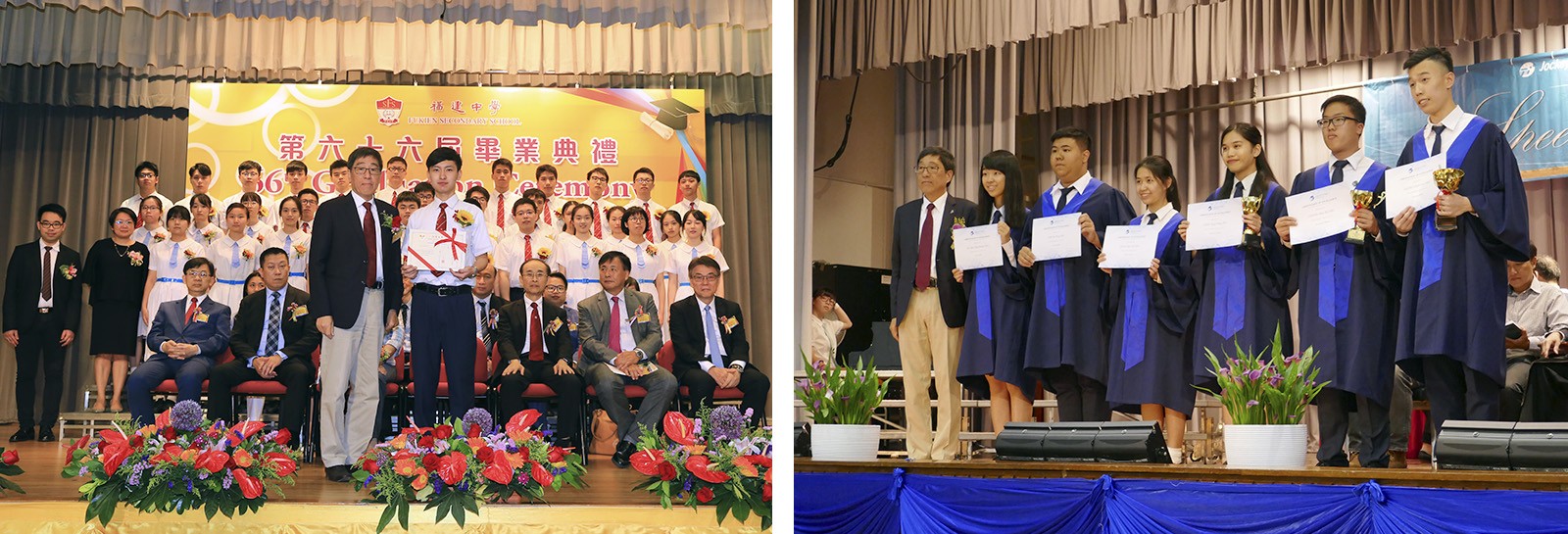 Professor Kuo presents certificates to graduates. 