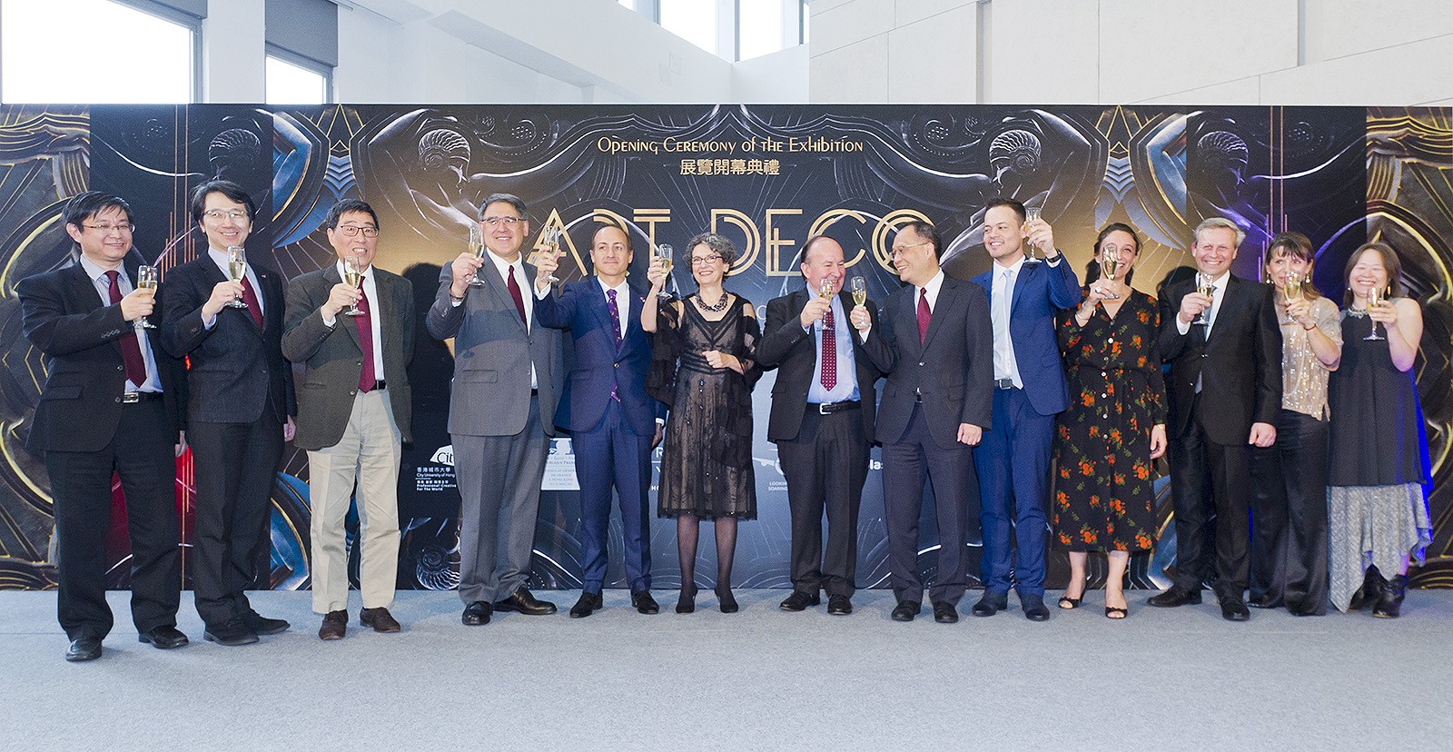 (Starting from third from left) President Kuo, Mr Huang, Mr Giorgini, Dr Frank, Mr Bréon and guests toast at the opening ceremony.