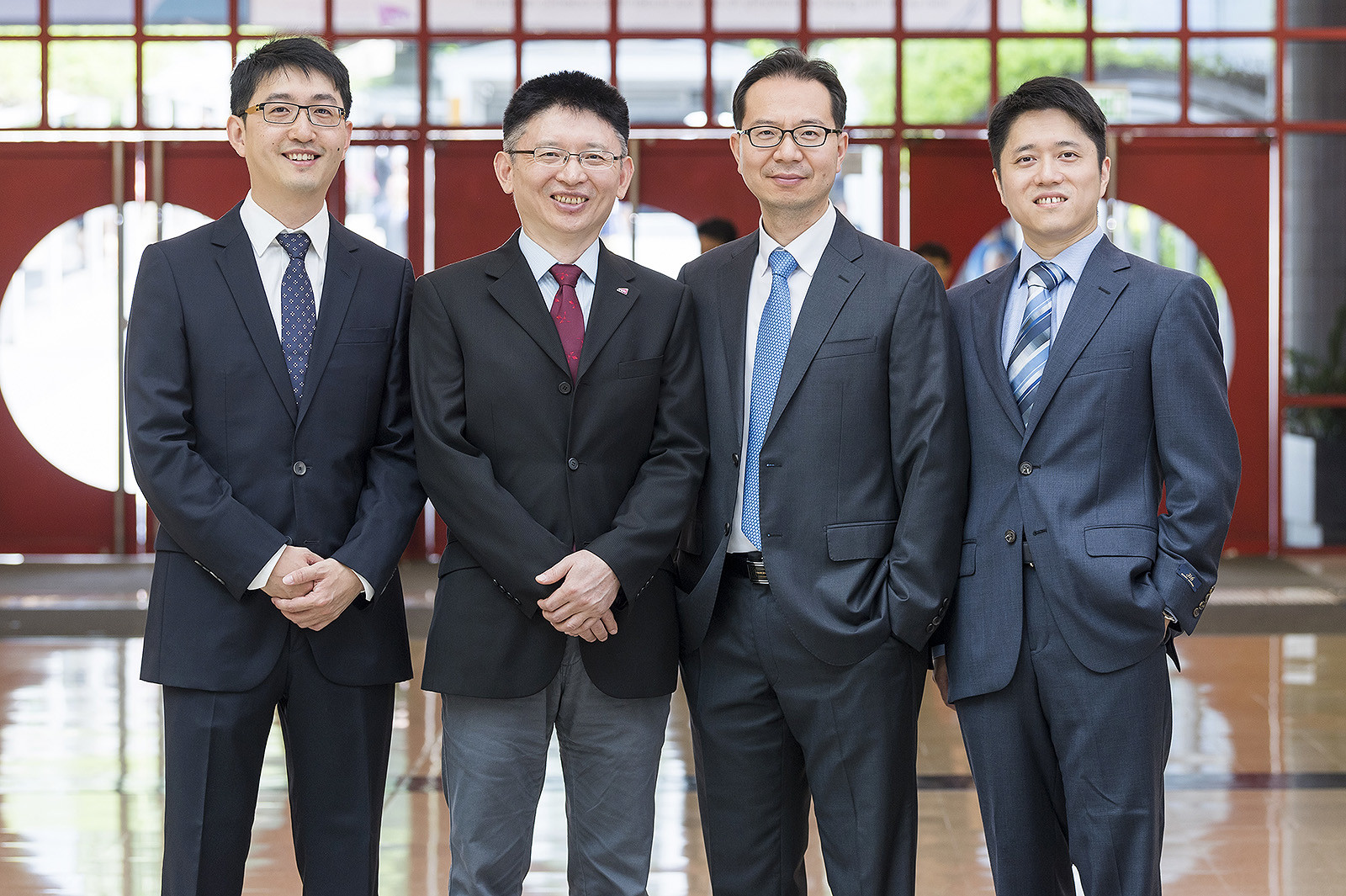 Professor Feng and Professor Kim (2nd and 3rd from left) have been awarded Outstanding Research Awards while Dr Lu (far right) and Dr Wang (far left) have been awarded Outstanding Research Awards for Junior Faculty.